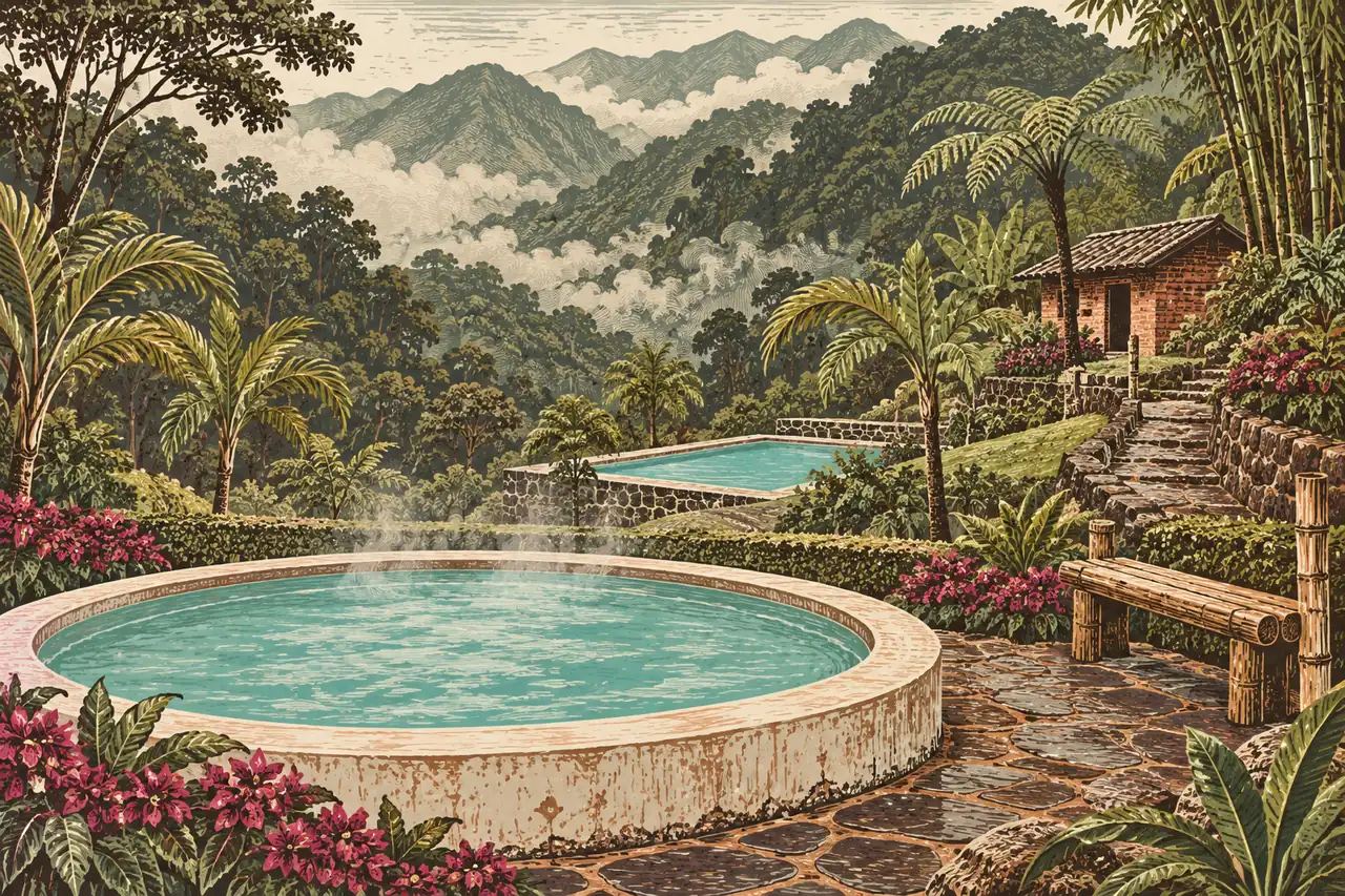 Illustration of the Morelia hot springs · not a photo